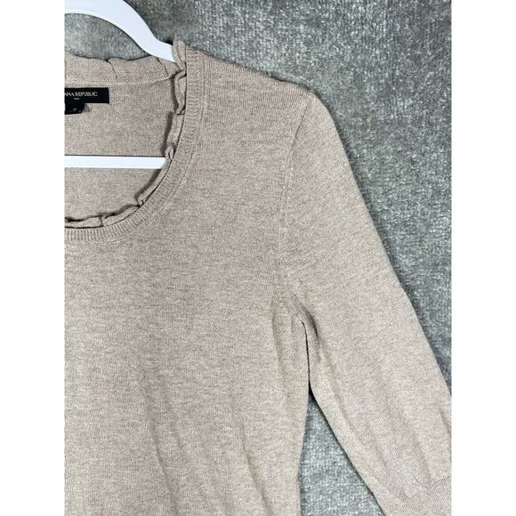 Banana Republic Knit Ruffle Ribbed‎ Pullover Sweater Womens Medium 3/4 Sleeve - Picture 6 of 15
